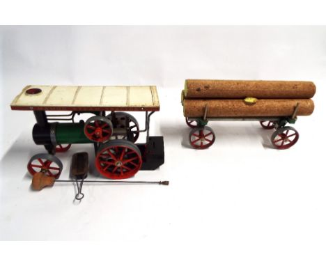Mamod Steam tractor and Lumber wagon, in original boxes