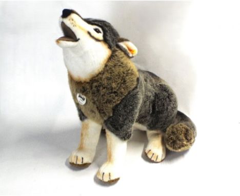 Steiff Snorry Wolf, 66 cm high with original labels and button to ear, No. 075759