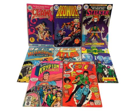 Seven first issue comics, Tales of the Green Lantern No. 1, Palladium Conquered No. 1, Beowolf Dragon Slayer No. 1, Stalker N
