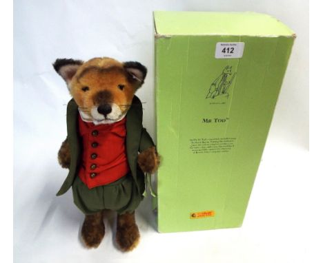 Steiff Mr Todd, The Fox Beatrix Potter soft toy No. 1280, EAN662492 with original box and tag with button to ear