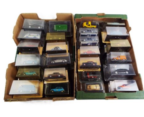 Two boxes of boxed Diecast vehicles, commercial vans and cars, various scales