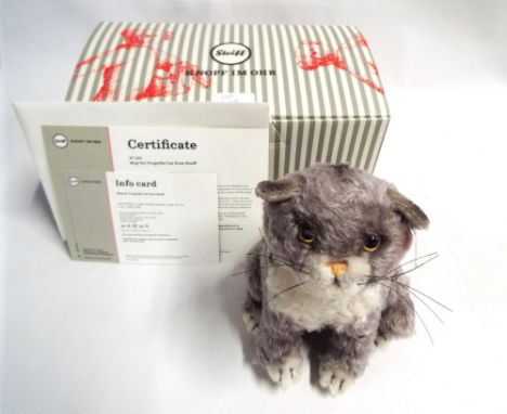 Steiff soft toy, Mog the forgetful cat with button to ear and original packaging