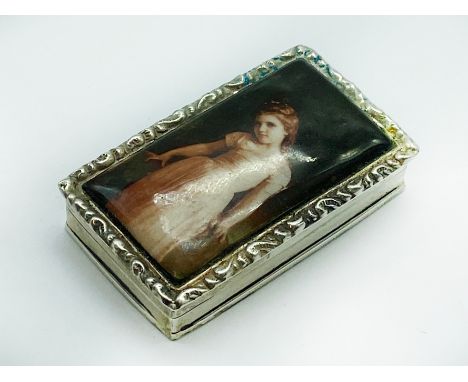 925 SILVER &amp; ENAMEL SNUFF BOX