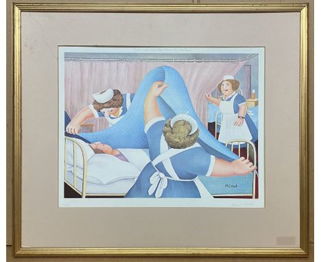 BERYL COOK ANGELS A/F (WATER STAIN TO THE MOUNT &amp; NEW GLASS NEEDED BUT PRINT IN GOOD CONDITION)