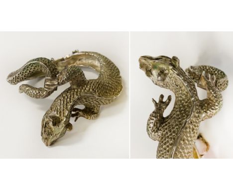 SILVER VINTAGE DRAGON BRACELET 3 IMP OZS APPROX