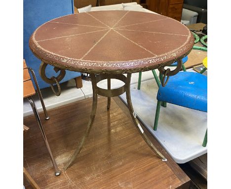 VINTAGE LEATHER TOP BISTRO TABLE