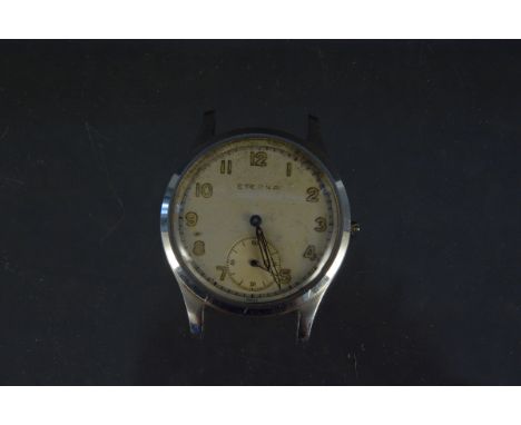 A mid 20th Century oversize steel cased Eterna wristwatch, 3242156, cal 852, the jewelled movement (balance staff, stem and w