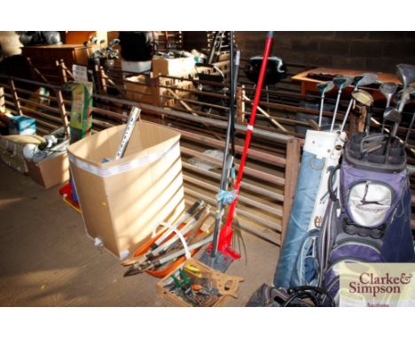 A quantity of gardening tools etc.