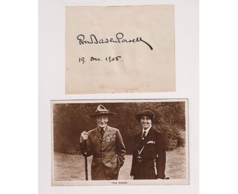 Autograph &amp; postcard, Robert Baden Powell, a signed album page dated 19 December 1905 with ink signature of Robert Baden 