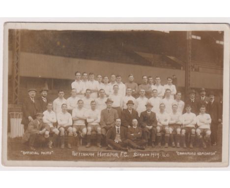 Postcard, Tottenham Hotspur Football Team 1919/20 Squad &amp; Officials. Official photo by Crawford of Edmonton (unused, gd) 