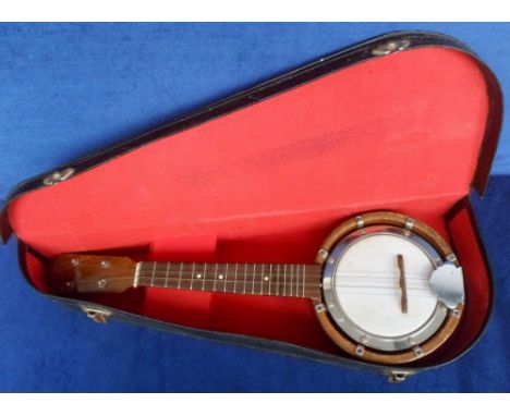 Musical Instrument, 4 String Banjo in case (fair/gd)