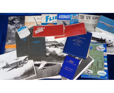 Aviation, 20+ items of aviation ephemera to include 1950s official De Haviland book 'Care and Maintenance of the De Haviland 