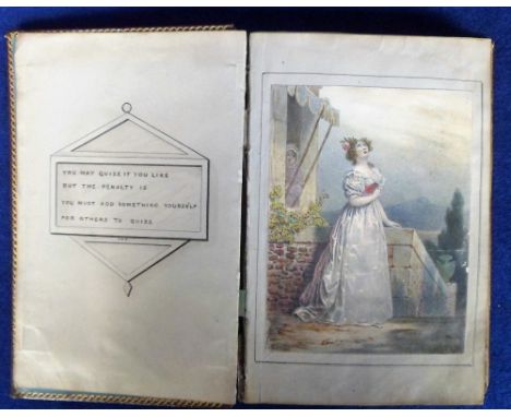Georgian Leather Bound Scrap Album filled with original paintings, quotes etc. All contemporary with 1828 dedication. Interes