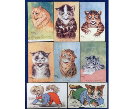 Postcards, Wain, a collection of 8 cards of cats all illustrated by Louis Wain inc. 5 portrait cards published by C.W Faulkne