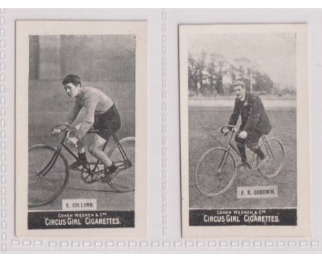 Cigarette cards, Cohen Weenen &amp; Co, Heroes of Sport, Cyclists, 2 type cards, E Collomb &amp; F R Goodwin (gd/vg) (2)