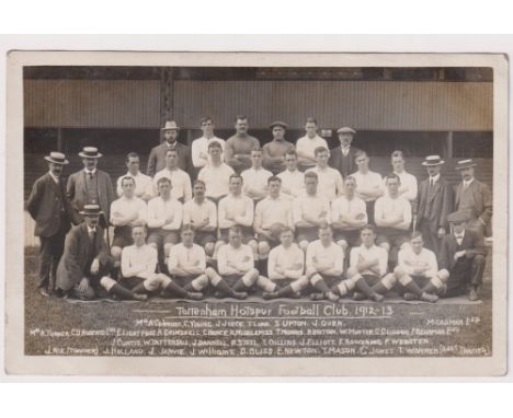 Postcard, Tottenham Hotspur Football Team 1912/13 Squad &amp; Officials photo by F W Jones (unused/gd) (1)