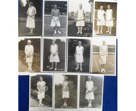 Postcards, Tennis, Female Players, RP's 11 cards, 9 by Trim &amp; 2 by Chaplin Jones, inc. Mme. Mathieu, Miss D. Alexander, M