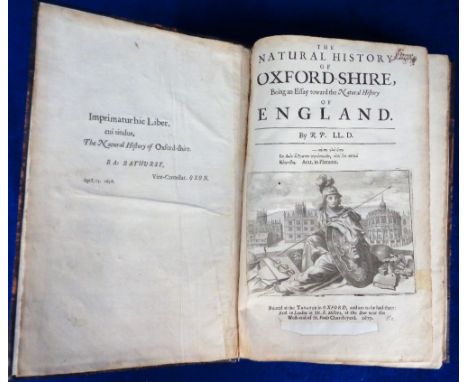 Antique Book, The Natural History of Oxfordshire by Robert Plot 1677 (the first keeper of the Ashmolean Museum), probable Fir