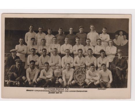 Postcard, Tottenham Hotspur Football Team 1919/20 - Winners League Division 2, Norwich Charity Cup and London Combination, Sq