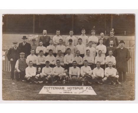 Postcard, Football, Tottenham Hotspur. RP teamgroup 1904-5 by Purdie of Chingford (unused, slightly grubby) (1) 