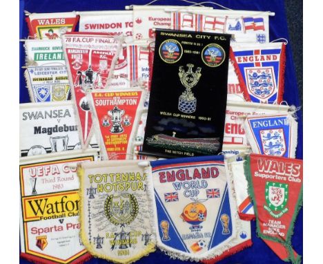 Football Pennants, a collection of 26 pennants, from 70/80's, various shapes and sizes, mainly Big Match &amp; Special Issue 