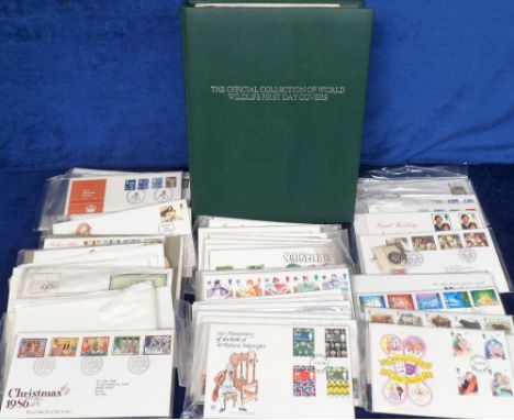 Stamps, GB QEII collection of first day covers 1960s-1990s, in 3 albums and loose, together with a boxed album of World Wildl