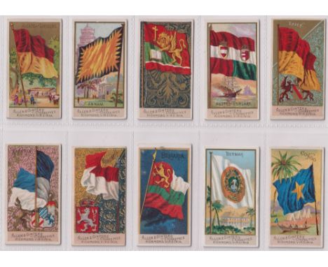 Cigarette cards, USA, Allen &amp; Ginter, Flags of All Nations (Second Series) (set, 50 cards) (some age toning, light staini