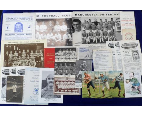Football, selection of items, 25+ including 3 artist-drawn colour cards showing Footballers from the Misch &amp; Co Footballe
