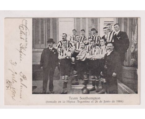 Postcard, Football, printed card, Southampton Team, Tour to Argentina b/w card 6th June 1904, by Collection Foot-Ball No.1, t