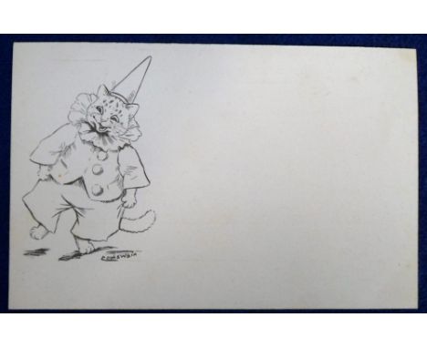 Postcard, Louis Wain, an unusual early Louis Wain illustrated card published in France (no publisher). The card depicts an an