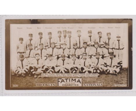 Cigarette card, USA, Fatima Cigarettes, Baseball Team Card, T200, Brooklyn Nationals (light creasing &amp; pencil reference i