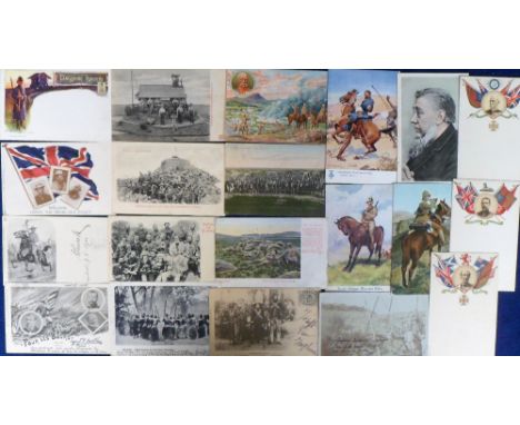 Postcards, Military, a mixed Boer War selection of 20 cards inc. illustrated cards of the Lancashire Fusiliers (A Blockhouse)