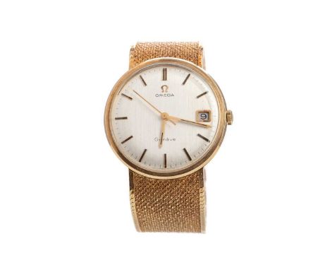 GENTLEMAN'S OMEGA NINE CARAT GOLD MANUAL WIND WRIST WATCH,the round silvered dial with baton hour markers, outer seconds trac