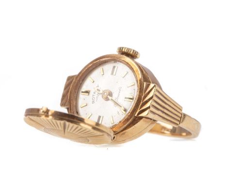 ROTARY RING WATCH,in nine carat gold, along with a yellow metal brooch watch (2)