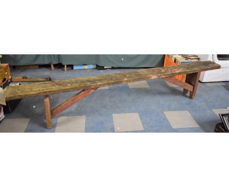 A Vintage Child's School Bench, 244cm Long 