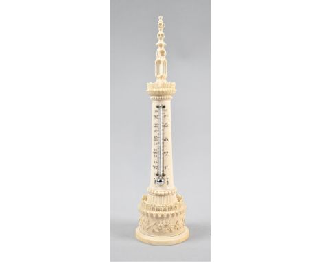 A Late 19th Century French Ivory Novelty Thermometer In the Form of a Lighthouse, 26cm high 