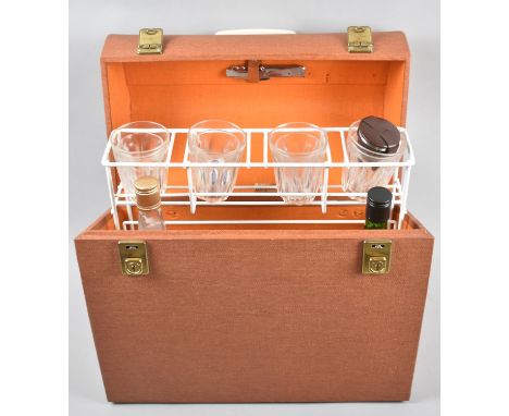 A Vintage Brexton Picnic Wine Box with Fitted Interior to Include Corkscrew, 40.5cm wide 