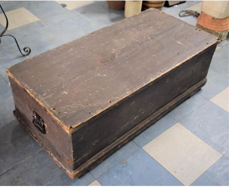 A Vintage Pine Box, the Hinged Lid Inscribed for Mrs Attwood, 5 Osborne Villas, Stoke, Devonport, 110cm Long 