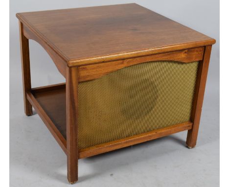 A Mid 20th Century Square Topped Coffee Table with In Built Hi-fi Speaker, 62cm Square 