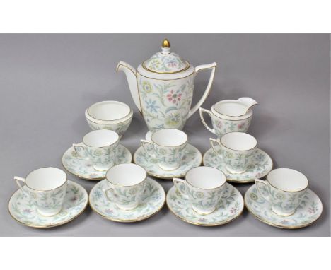 A Minton Vanessa Coffee Set to comprise Seven Cans and Saucers, Milk Jug, Sugar Bowl and a Coffee Pot