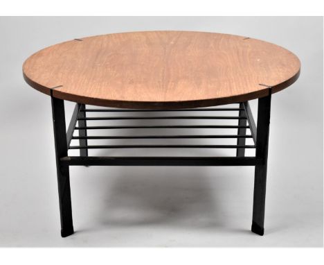 A Vintage Circular Topped Metal Framed Coffee Table, 68cm diameter 