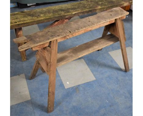 A Vintage Wooden Trestle, 89cm Long 