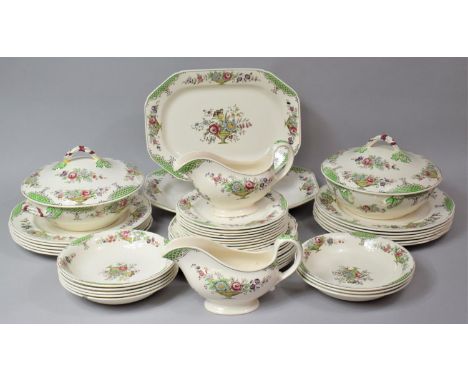 A Large Collection of Copeland Spode Ellesmere Pattern Dinnerwares to comprise Plates, Bowls, Lidded Tureen, Sauce Boat Platt