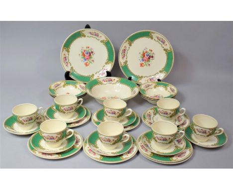 A Set of Myotts Tea Wares and Fruit Set to comprise Eight Cups, Seven Saucers and Side Plates, Bowl 