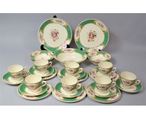 A Set of Myotts Tea Wares and Fruit Set to comprise Eight Cups, Seven Saucers and Side Plates, Bowl 