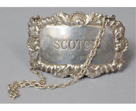 A Silver Decanter Label, Scotch, London 1972 