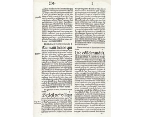 PETRUS LOMBARDUSSententiarum libri IV,  255 leaves (of 256, lacking final blank O6), 55 lines, double column, gothic type, in