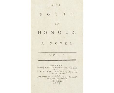 ANONYMOUSThe Point of Honour. A Novel, 2 vol. in 1, FIRST EDITION, THE ONLY KNOWN COPY,  half-titles within upper and lower b