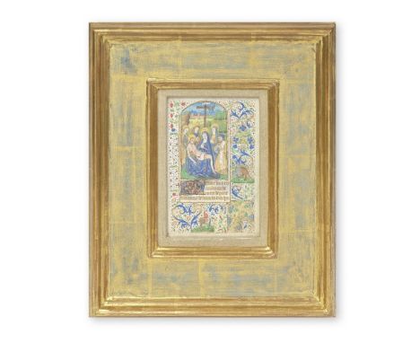 ILLUMINATED MANUSCRIPT LEAF - BOOK OF HOURSLamentation of Christ, from Book of Hours (15 Joys of the Virgin Mary),  one leaf,