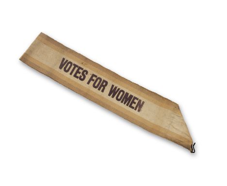 SUFFRAGETTES – 'VOTES FOR WOMEN' SASHOriginal 'Votes for Women' tri-coloured sash, originally woven in purple, green and whit